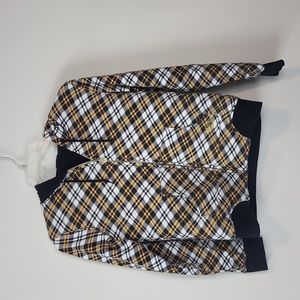 VOLCOM Black Gold Lumbar Jack Fleece Full Zip Puffy Hoodie with Pockets